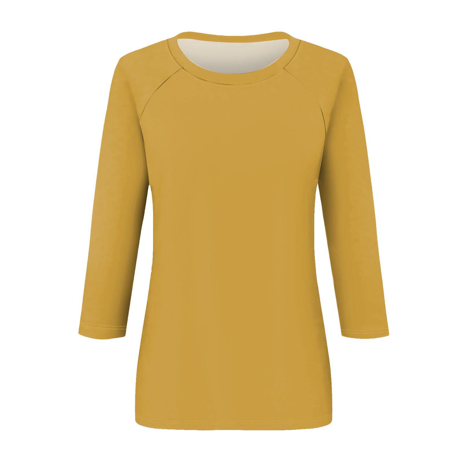 thumbnail image 4 of Camisa raglán informal de manga 3/4 para mujer, cuello redondo, poliéster, color liso, estilo informal y moderno, tallas S-XXL, 4 of 5
